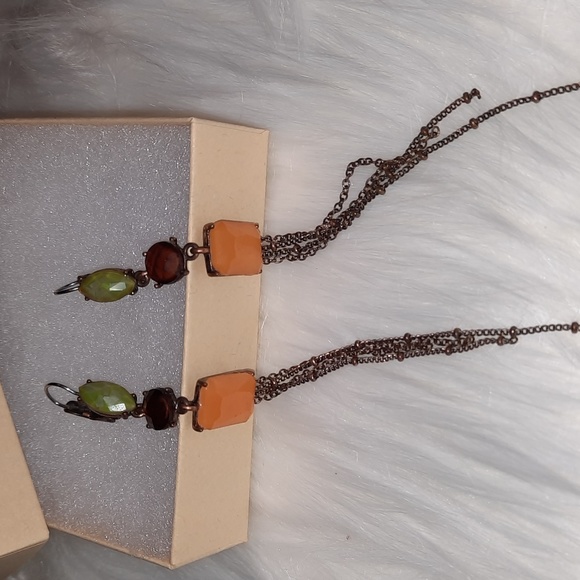 Dangly BOHO chain fringe fashion earrings faux stones - Picture 8 of 8